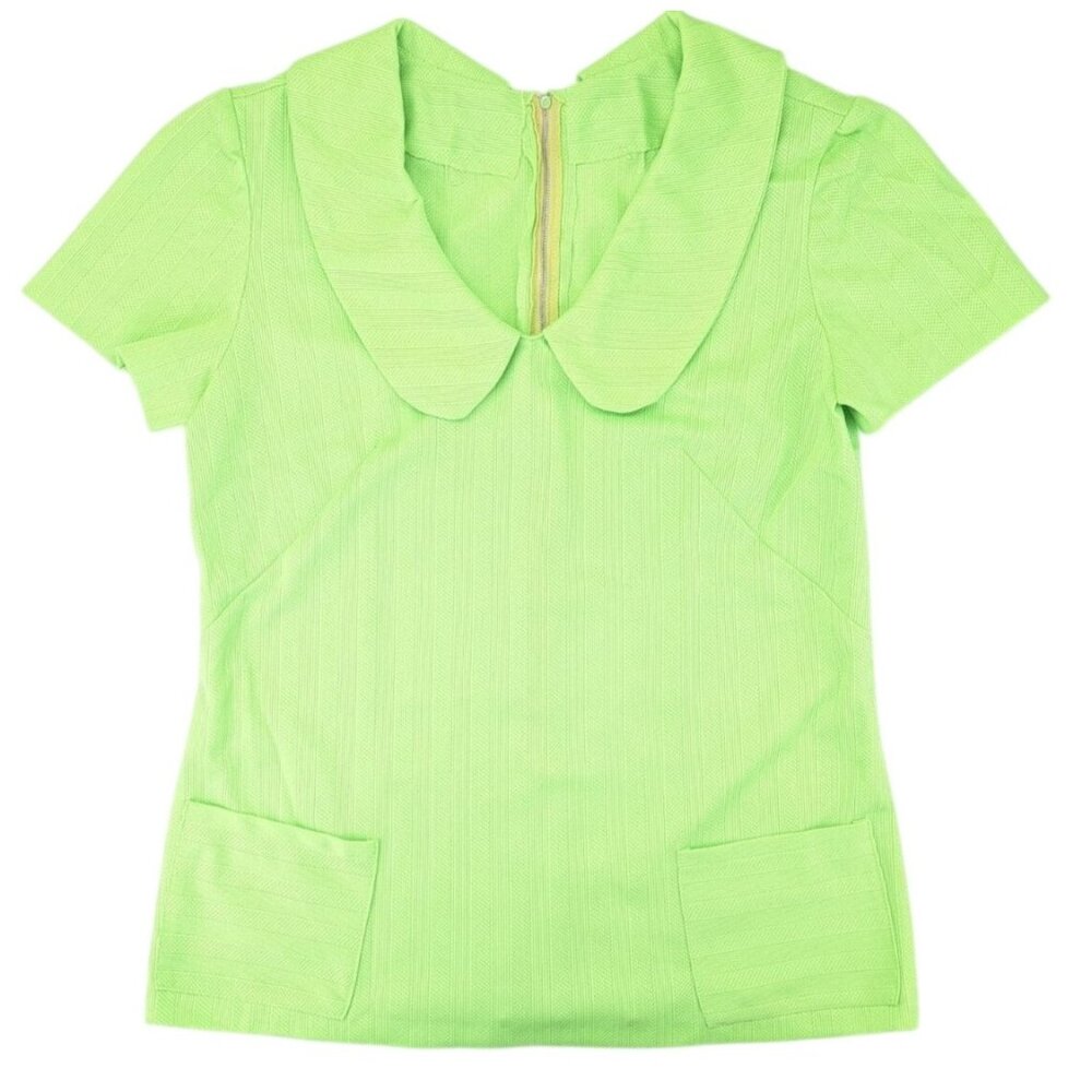 Vintage Handmade Pant Suit Polyester Top Crop Pants Women Large Green 2 Piece - Picture 3 of 16